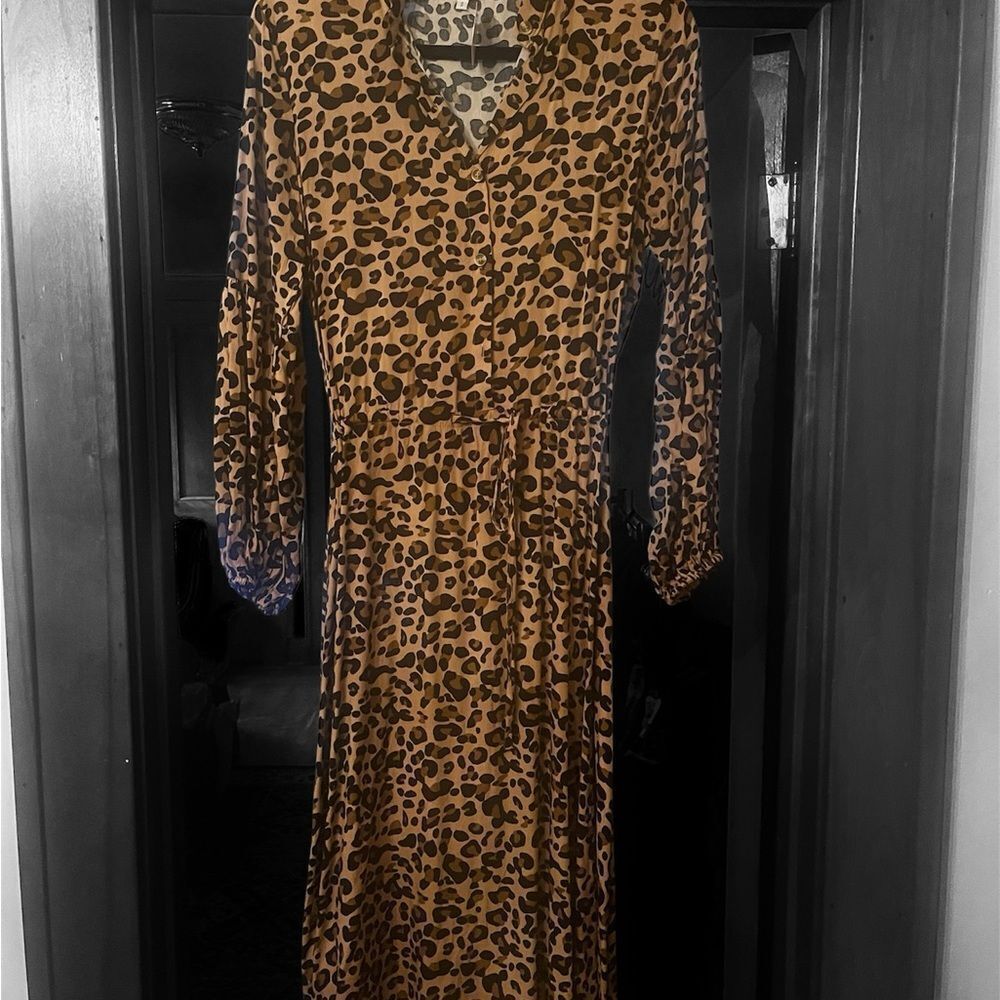 Leopard Print Midi Dress